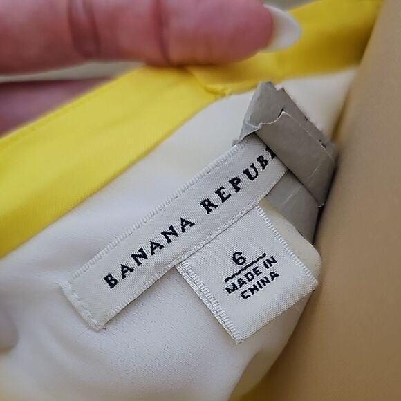 Banana Republic SILK Yellow and White Fit and Flare dress with pockets 6 - Picture 2 of 8